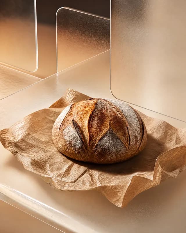The same sourdough loaf, re-shot in Latent's Glass 3D look