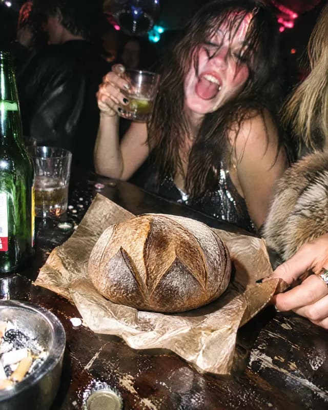 The same sourdough loaf, re-shot in Latent's Indie sleaze look