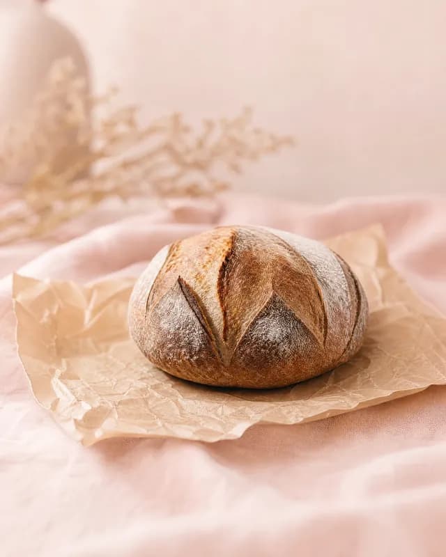 The same sourdough loaf, re-shot in Latent's Pastel gradient look