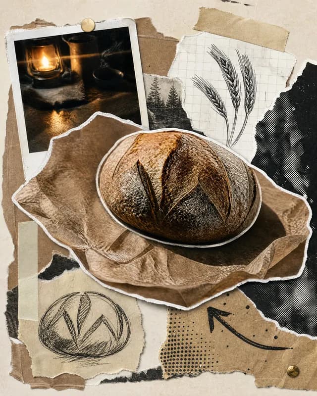 The same sourdough loaf, re-shot in Latent's Scrapbook look